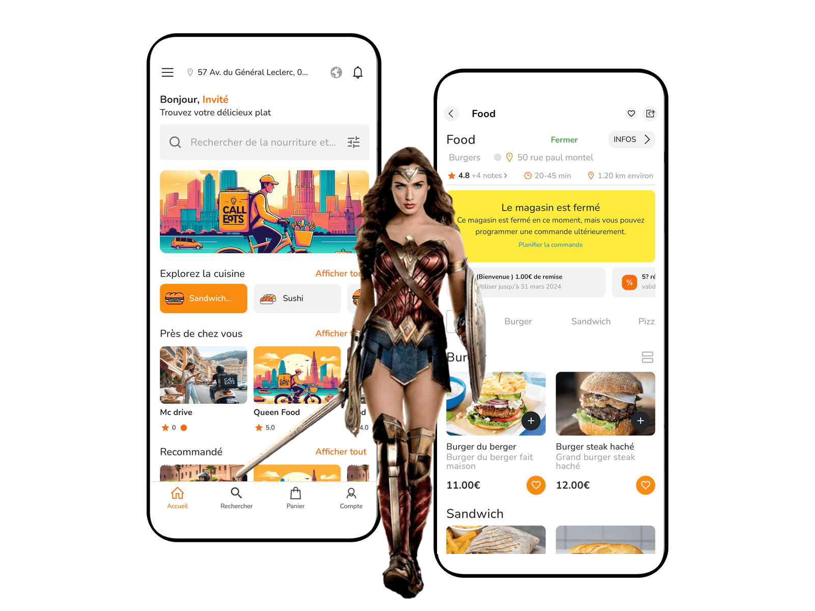 application de livraison repas.à domicile.f